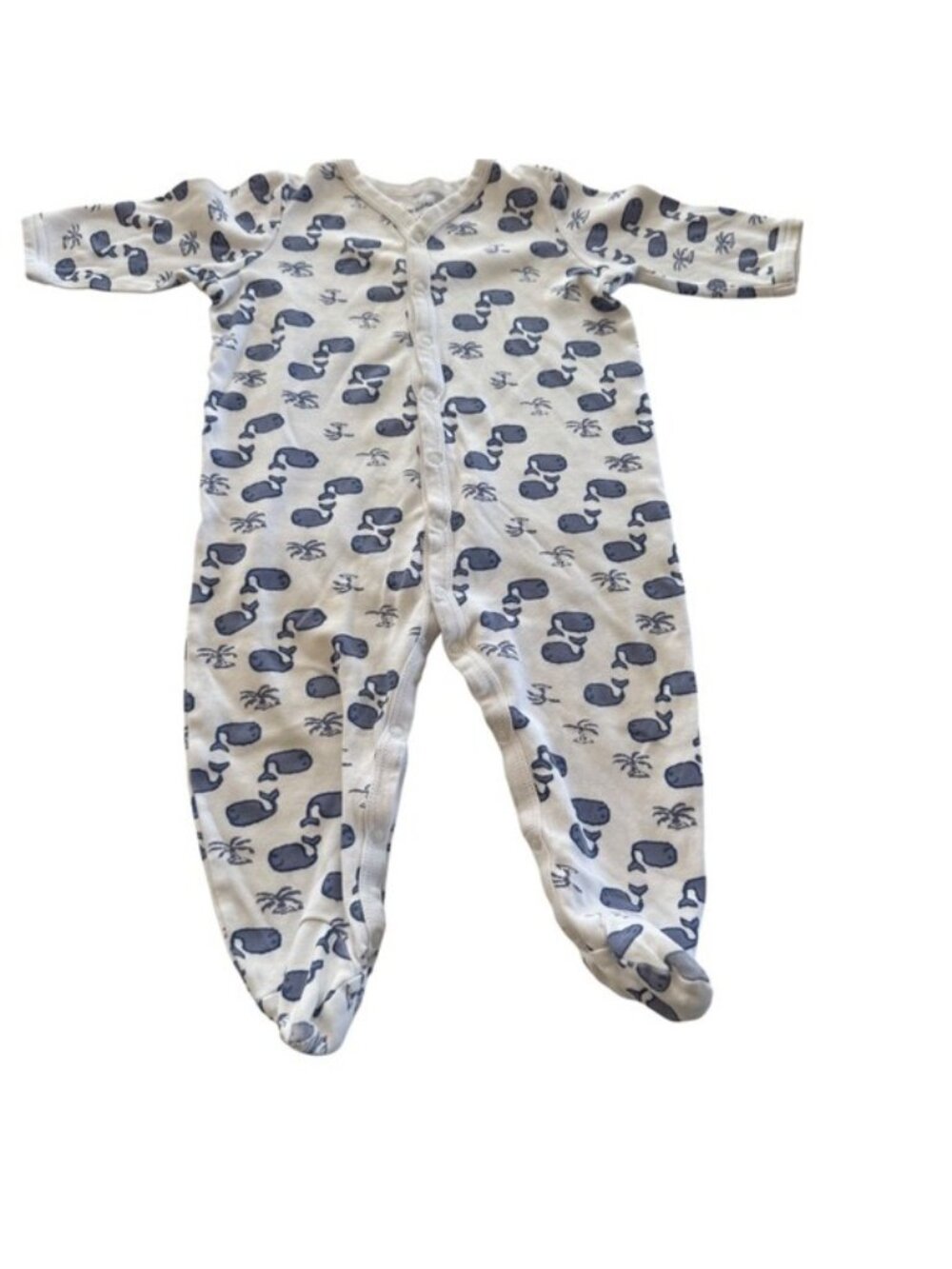 Roller Rabbit Infant Moby Snap Front Footie 6‑9M Whale Print 100% Pima Cotton